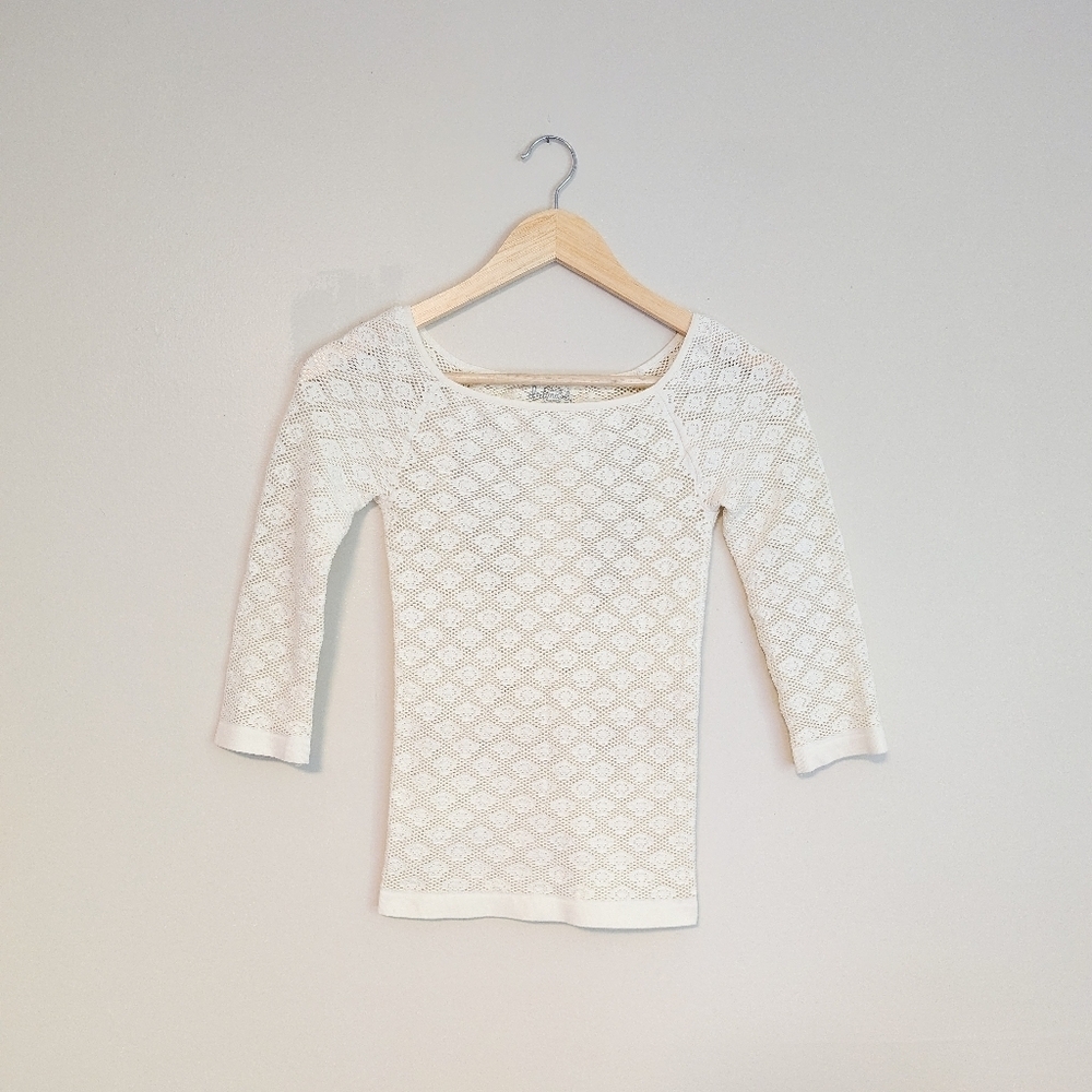 Free People Intimately White Stretchy Sheer Cutout Top